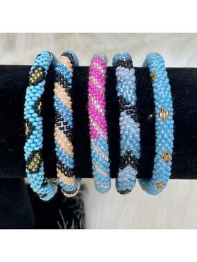 HAND CRAFTED in Nepal Beaded Bracelets (set of 5) #201